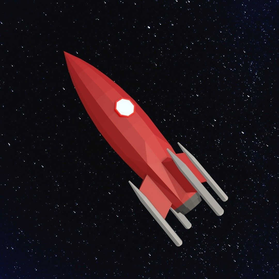 Space rocket Low-poly 3D model_6