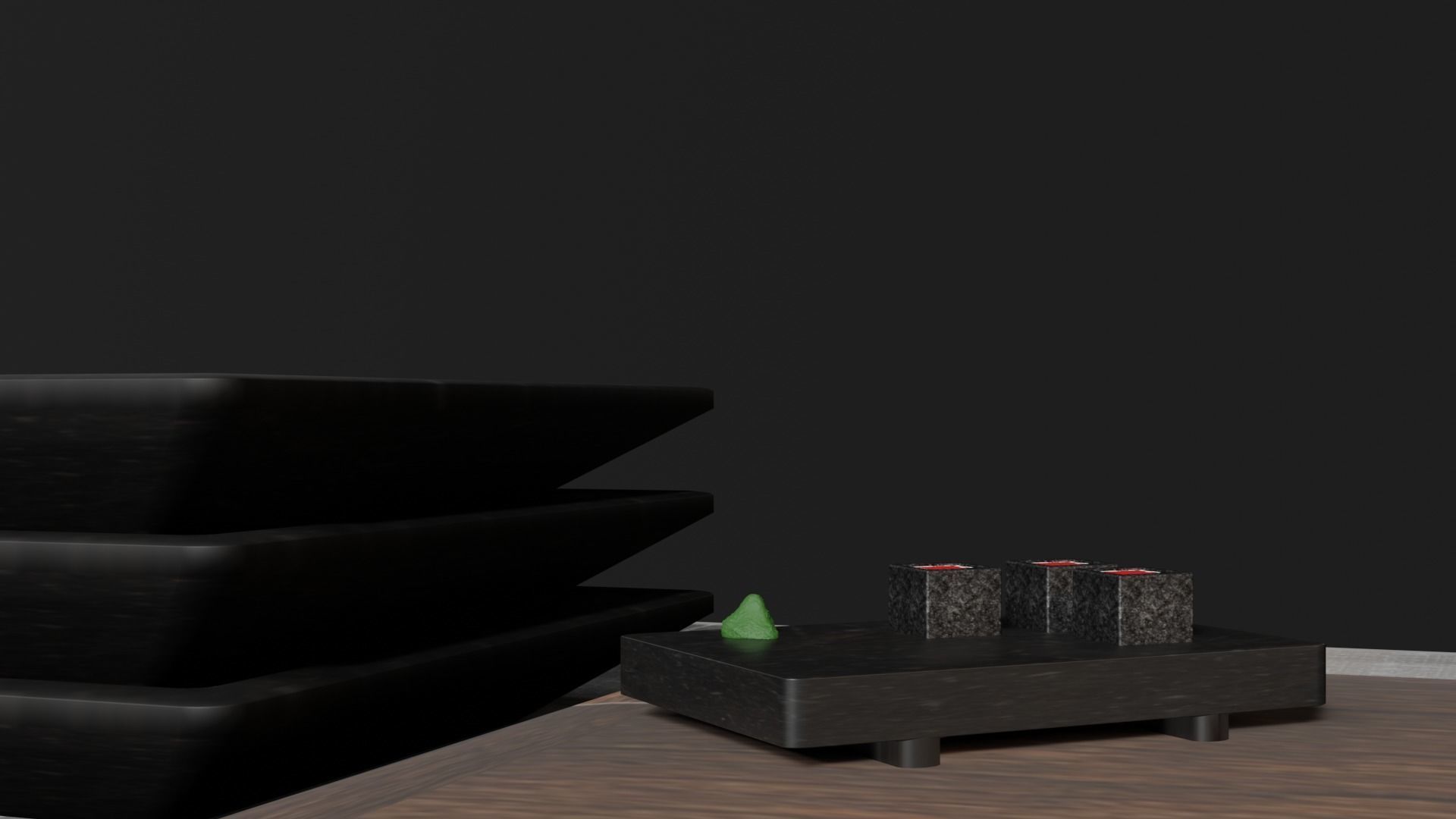 kitchen japanese table with bottle of wine Low-poly 3D model_7