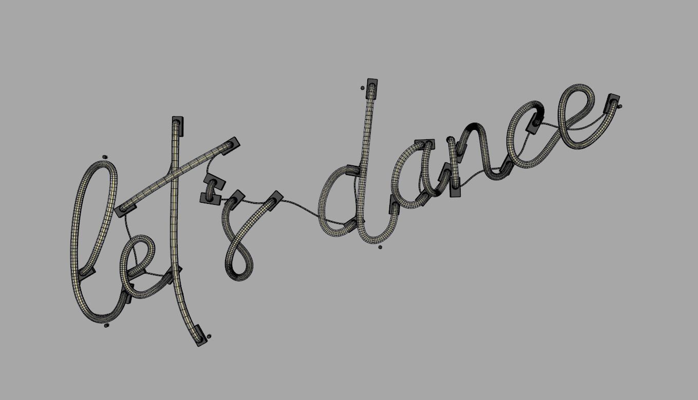 Lets Dance - Neon Sign 3D model_7