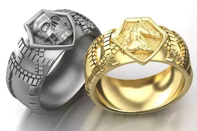 mens ring  with a skull or a horse head two options