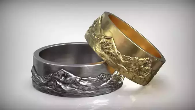 Mountain Range Wedding Band Landscape Design 3D print model