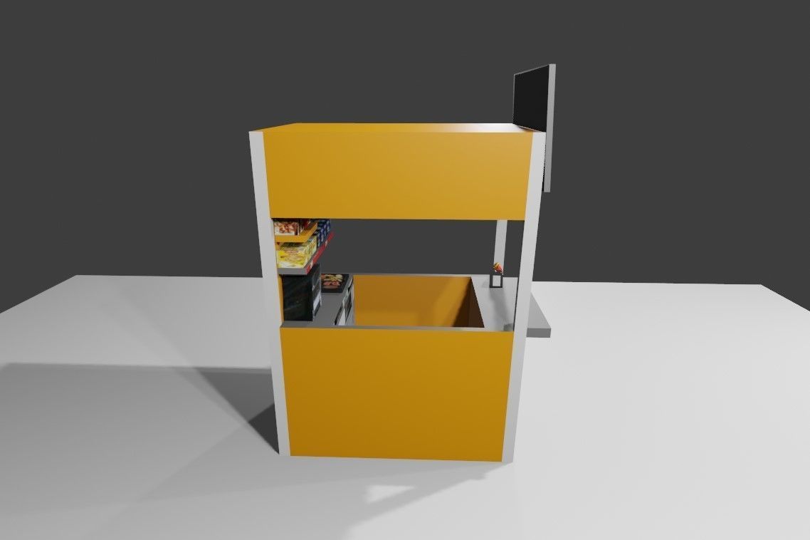 Snack Stand - Hamburger Shop - Lanchonete Low-poly 3D model_7