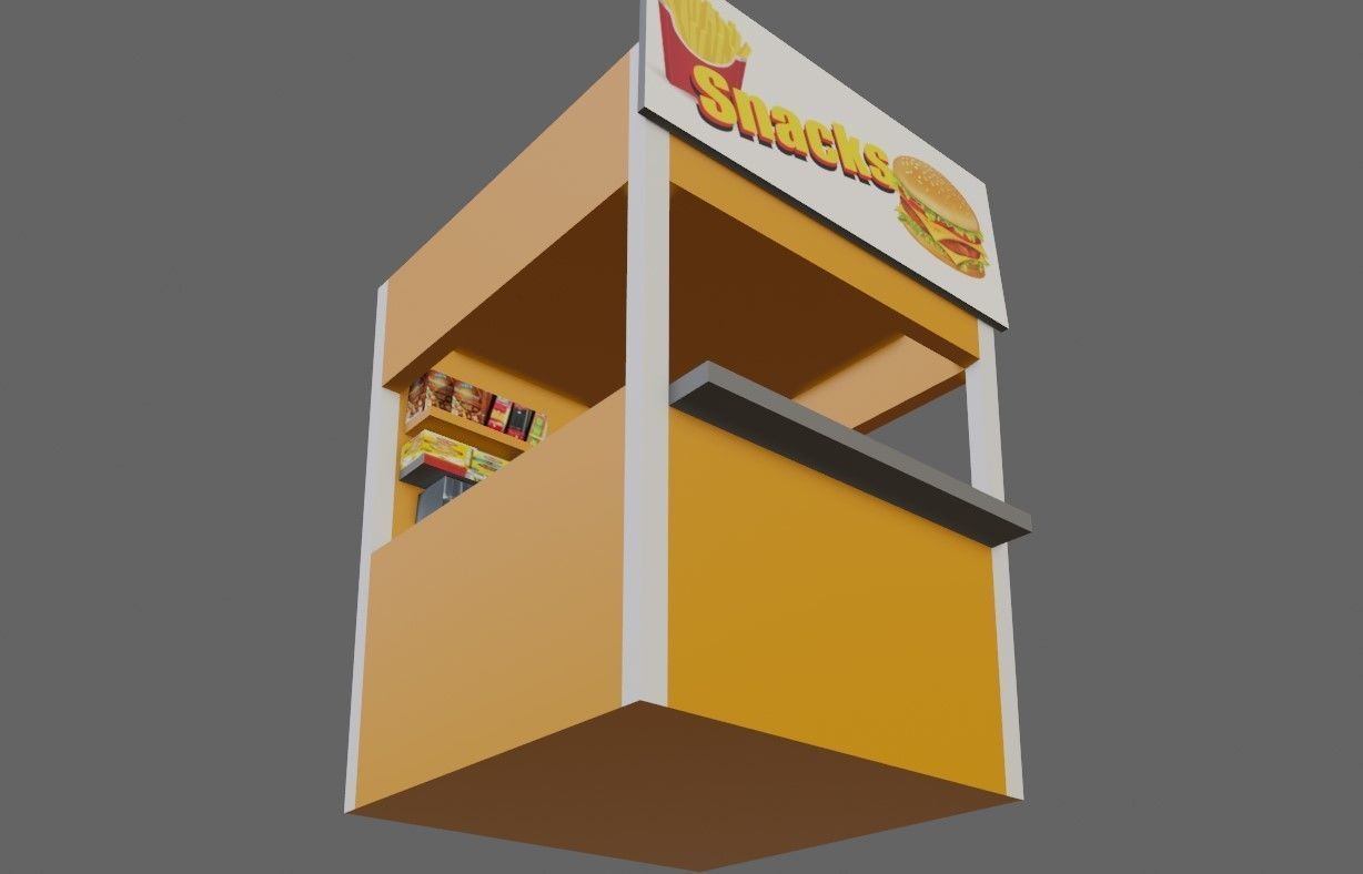 Snack Stand - Hamburger Shop - Lanchonete Low-poly 3D model_13