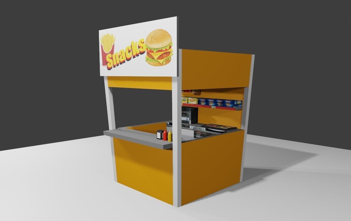 Snack Stand - Hamburger Shop - Lanchonete Low-poly 3D model_4