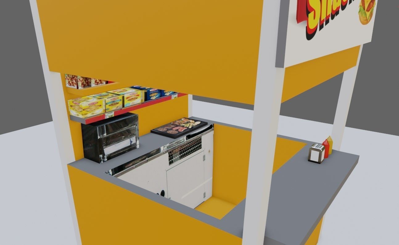 Snack Stand - Hamburger Shop - Lanchonete Low-poly 3D model_8