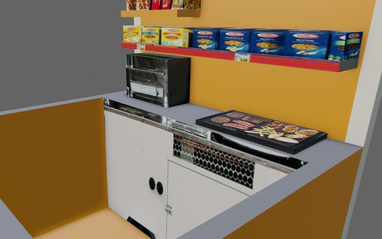 Snack Stand - Hamburger Shop - Lanchonete Low-poly 3D model_12