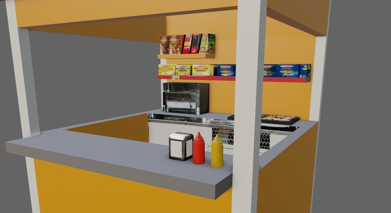 Snack Stand - Hamburger Shop - Lanchonete Low-poly 3D model_10