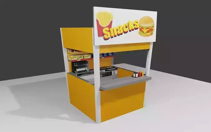 Snack Stand - Hamburger Shop - Lanchonete Low-poly 3D model