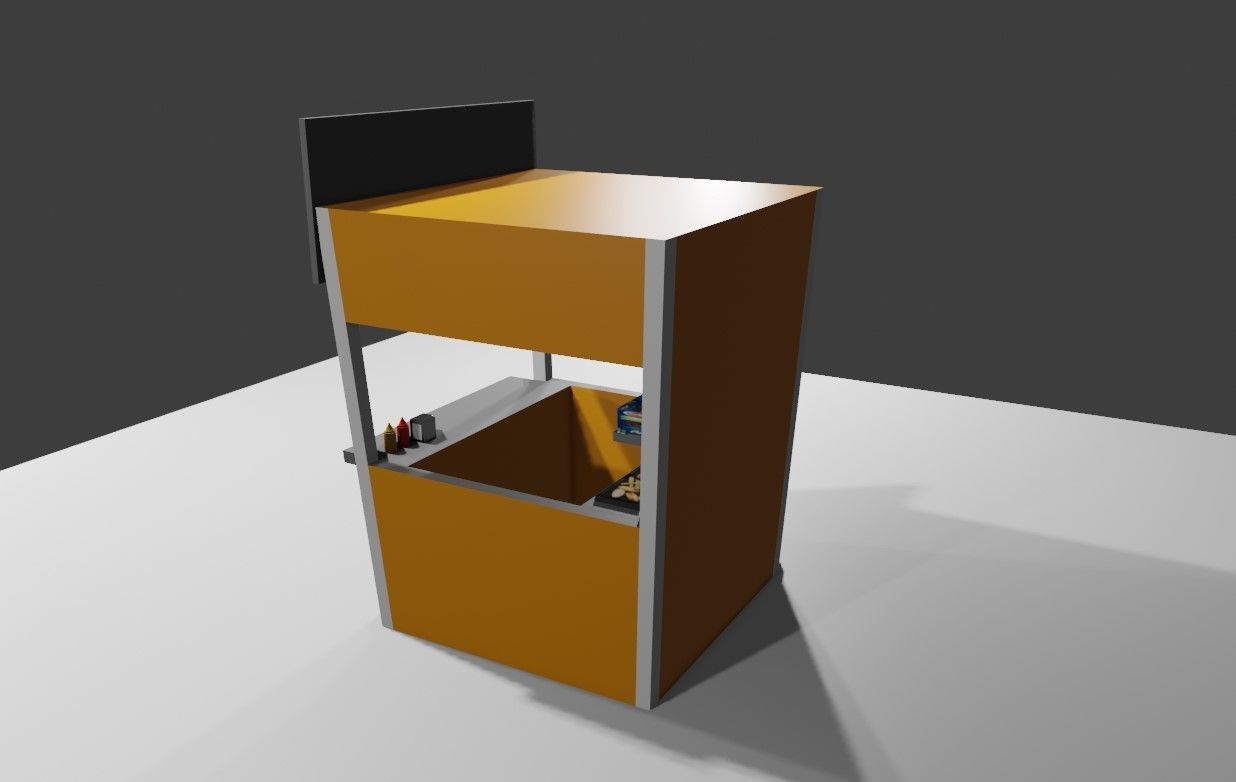 Snack Stand - Hamburger Shop - Lanchonete Low-poly 3D model_5