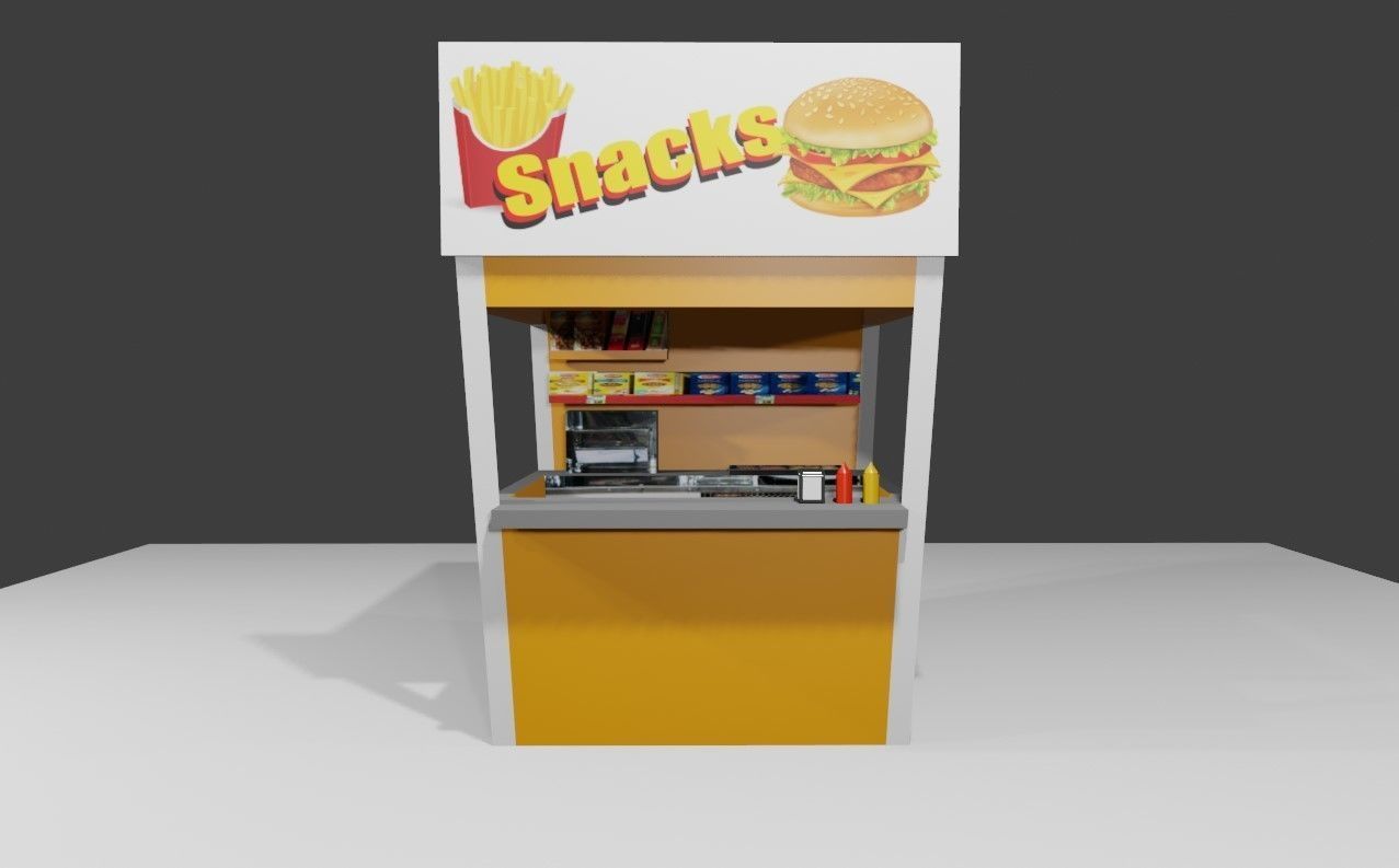 Snack Stand - Hamburger Shop - Lanchonete Low-poly 3D model_3