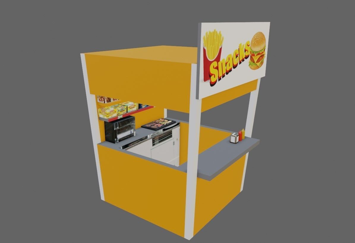 Snack Stand - Hamburger Shop - Lanchonete Low-poly 3D model_9