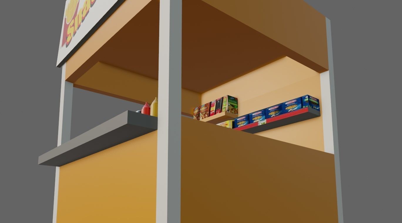 Snack Stand - Hamburger Shop - Lanchonete Low-poly 3D model_11