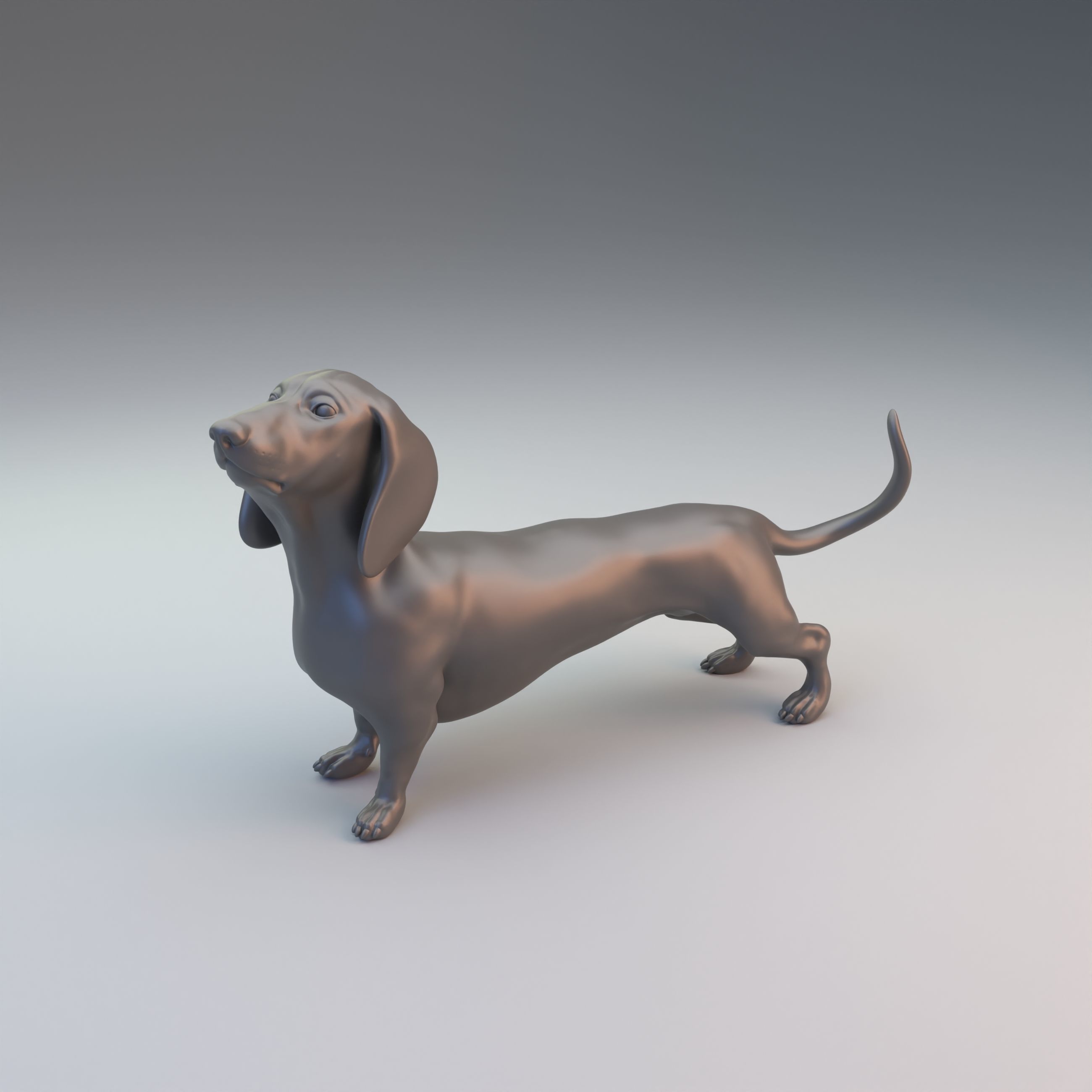 Dachshund intended for 3D printing - pre supported 3D print model_8