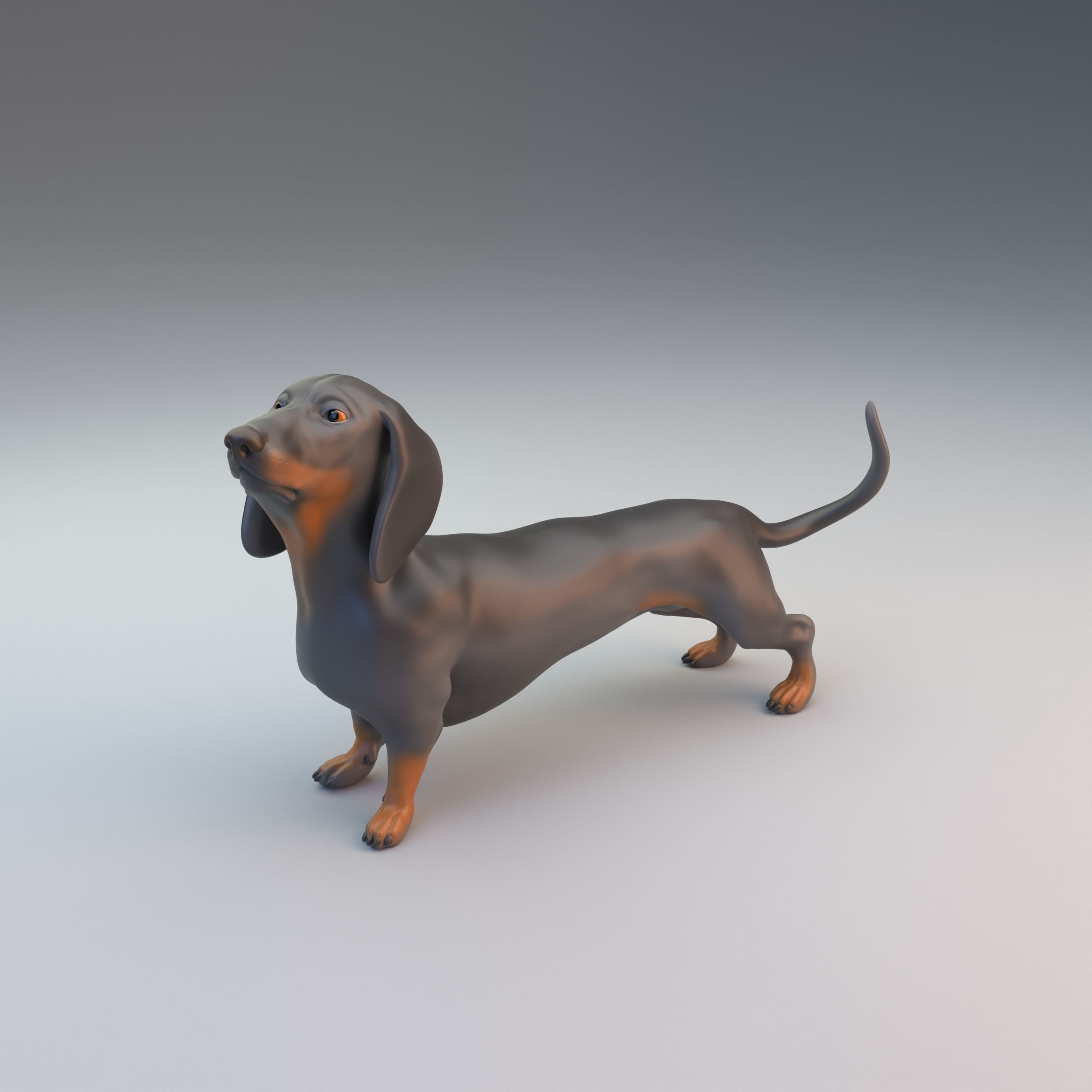 Dachshund intended for 3D printing - pre supported 3D print model_1