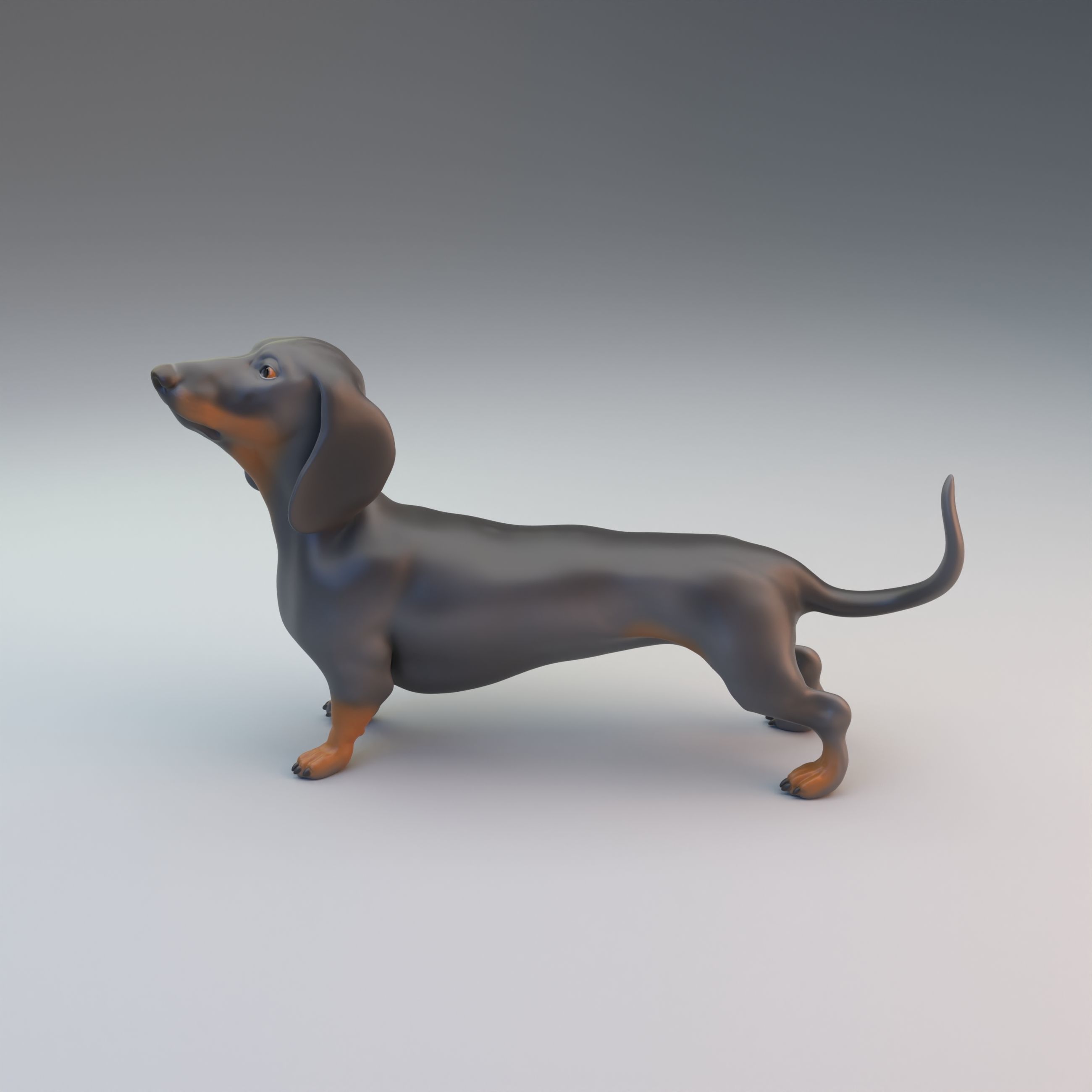 Dachshund intended for 3D printing - pre supported 3D print model_2