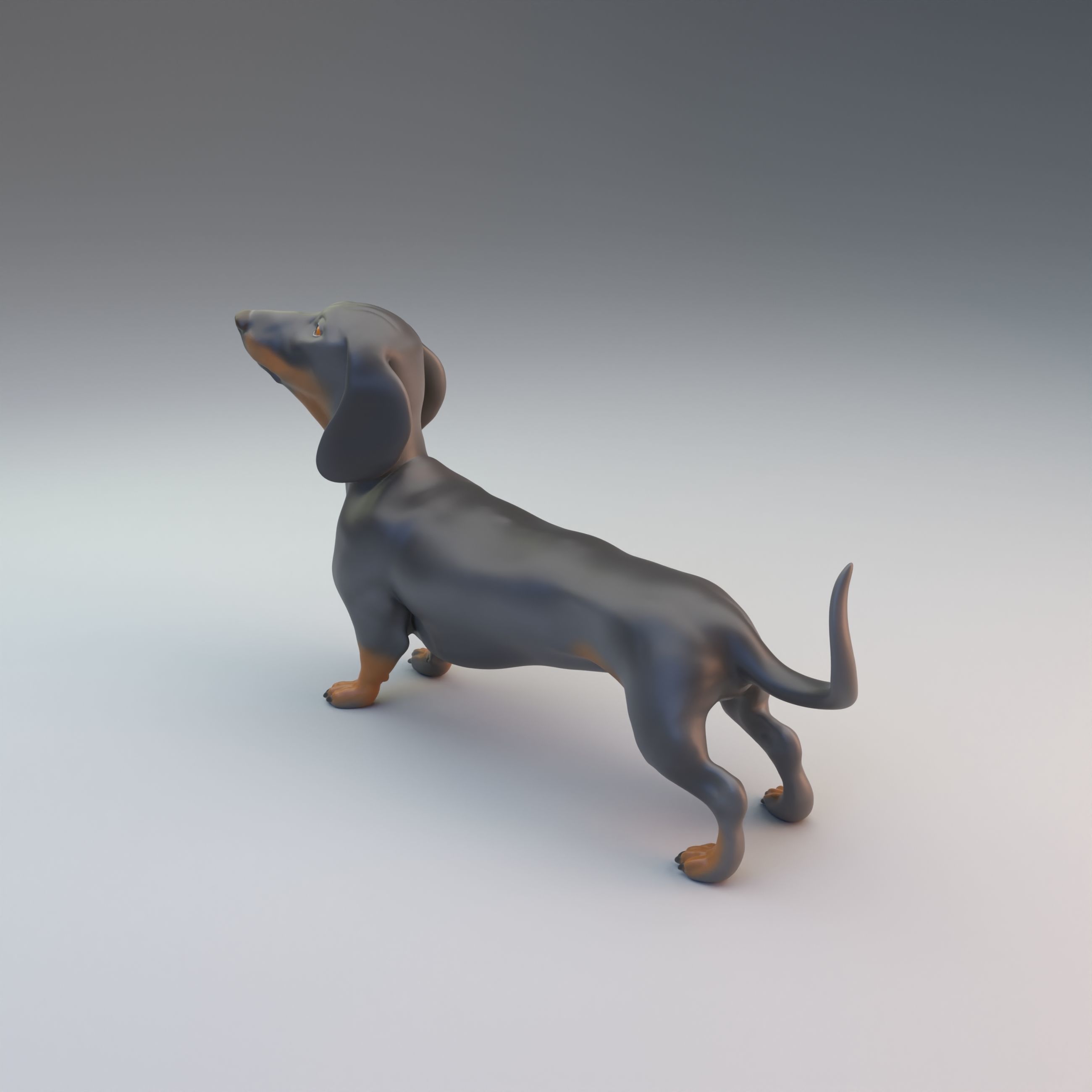Dachshund intended for 3D printing - pre supported 3D print model_3