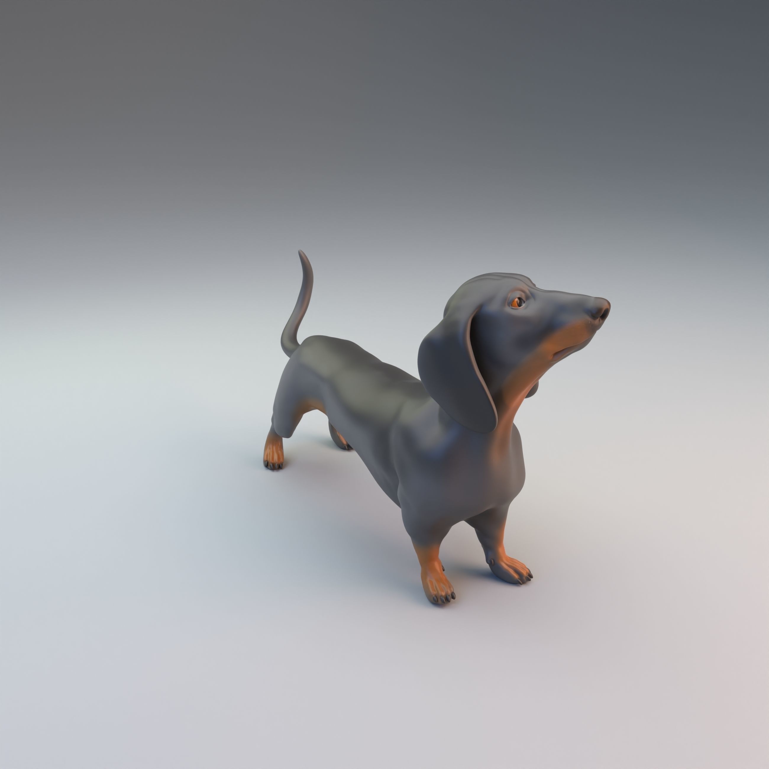 Dachshund intended for 3D printing - pre supported 3D print model_7