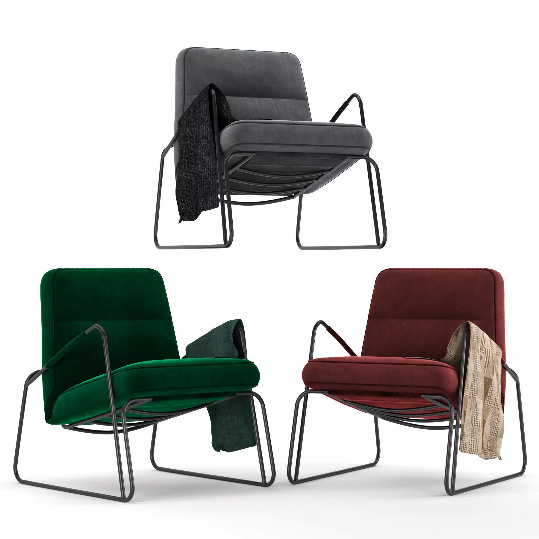 metal armchair Free low-poly 3D model