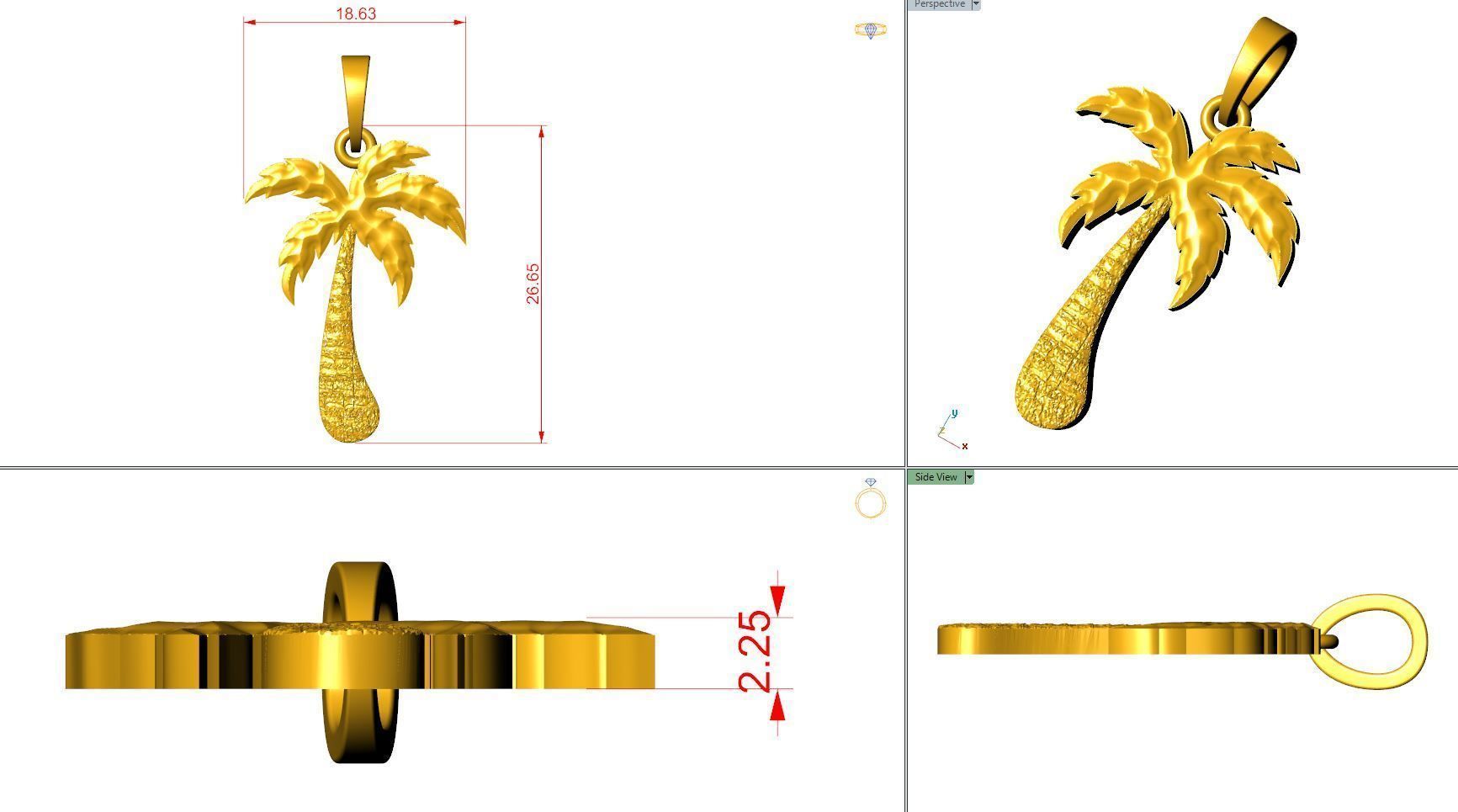 Palm Tree pendant 3D print model_1