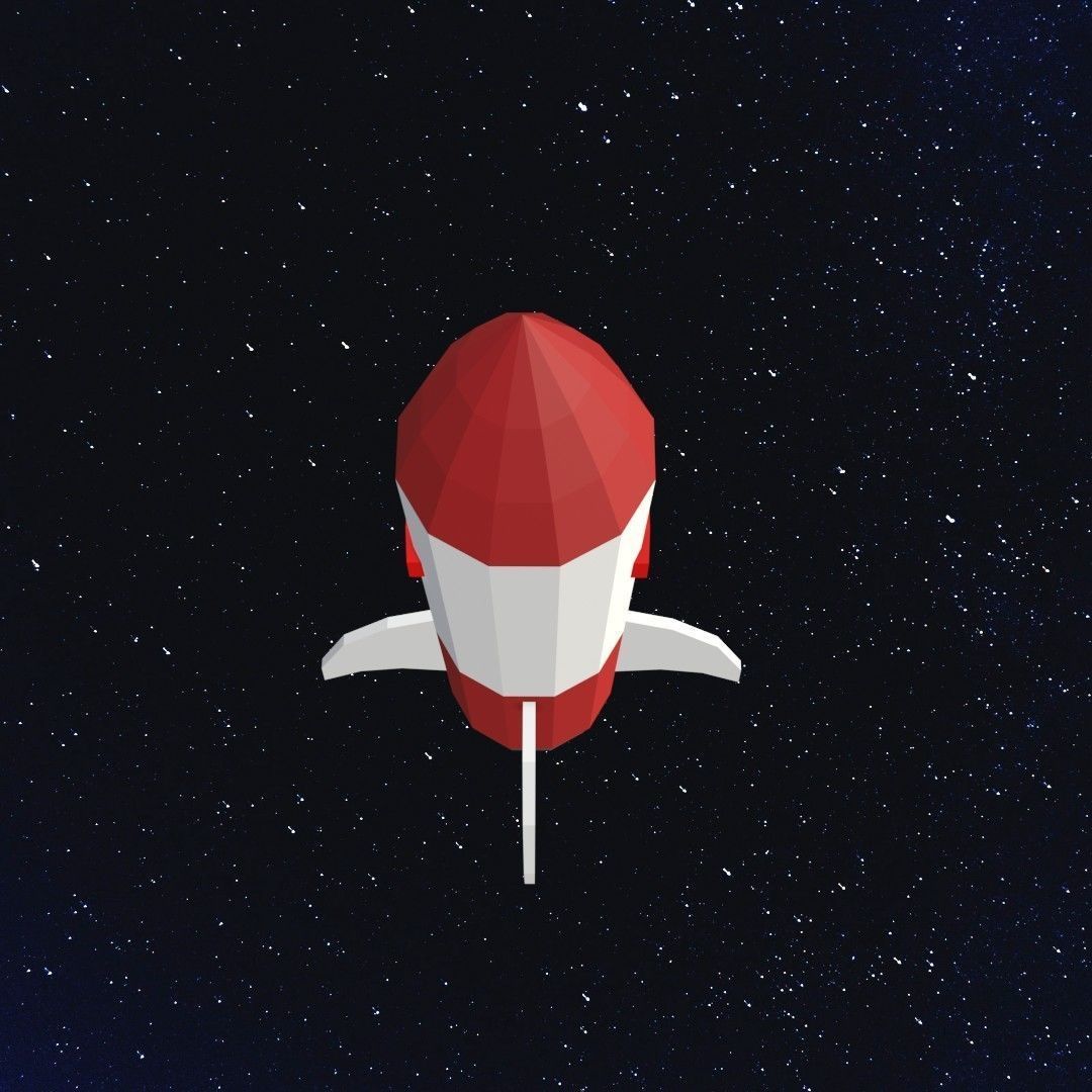 Space rocket Low-poly 3D model_8