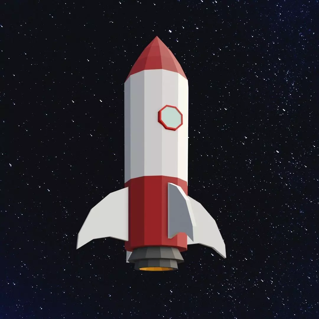Space rocket Low-poly 3D model_0