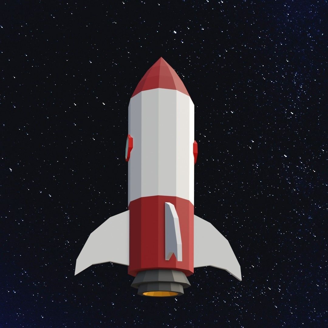 Space rocket Low-poly 3D model_9