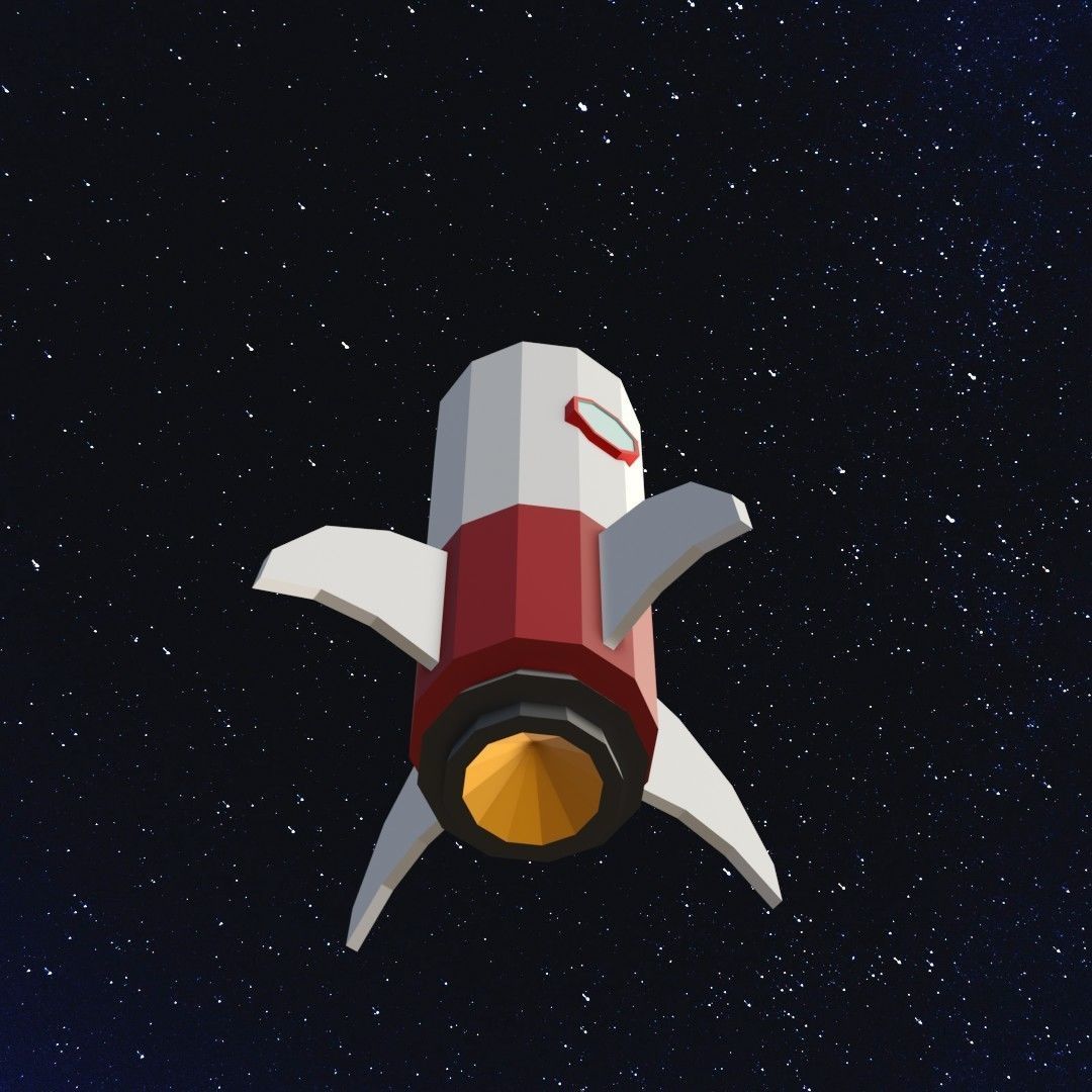 Space rocket Low-poly 3D model_5