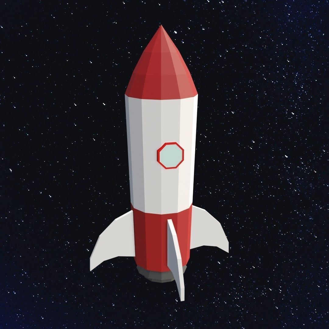 Space rocket Low-poly 3D model_2
