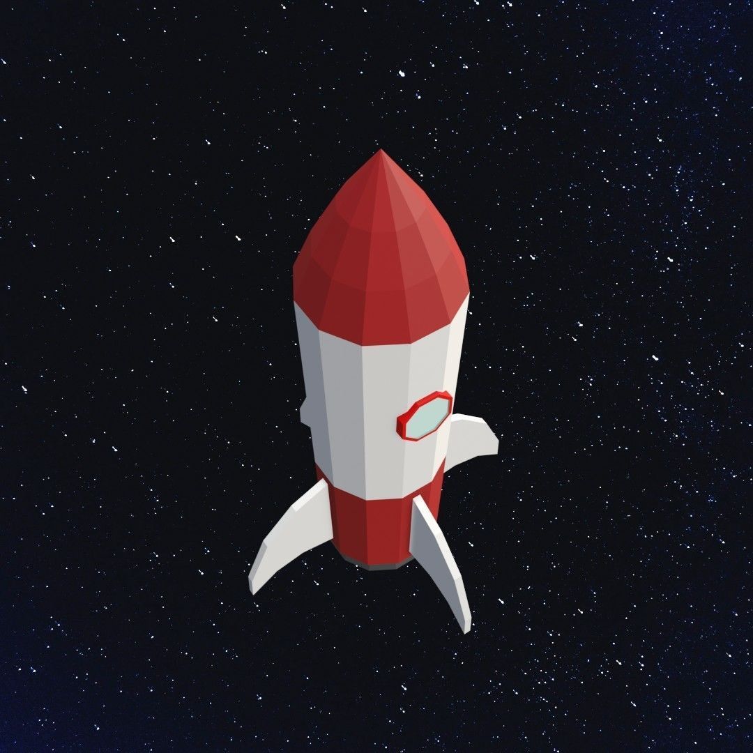 Space rocket Low-poly 3D model_6