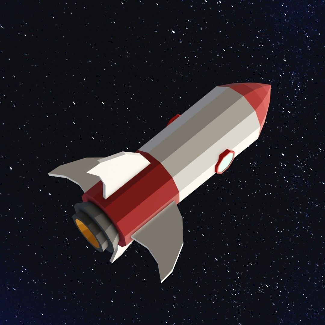 Space rocket Low-poly 3D model_1