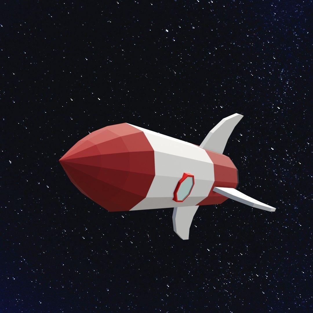 Space rocket Low-poly 3D model_10
