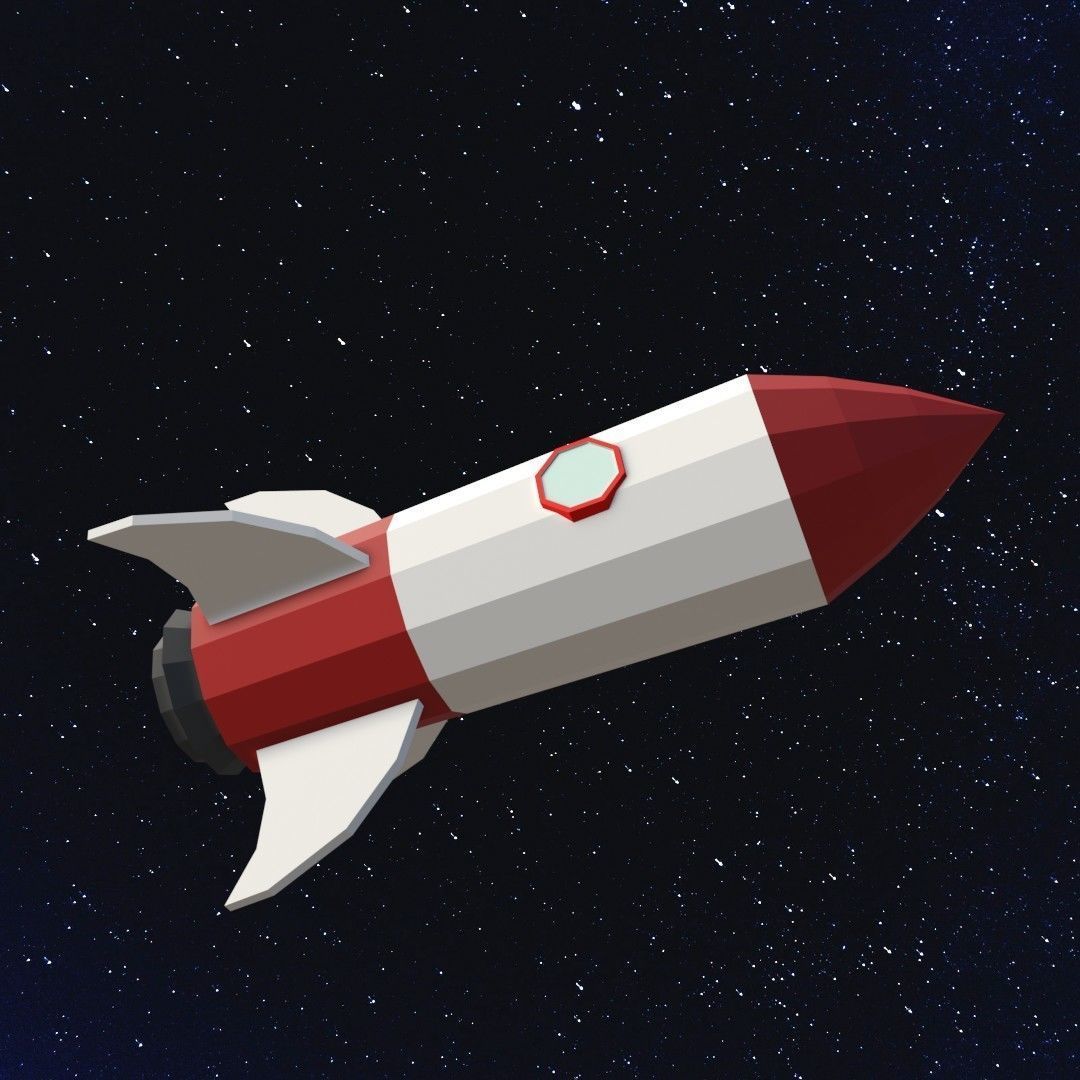 Space rocket Low-poly 3D model_11