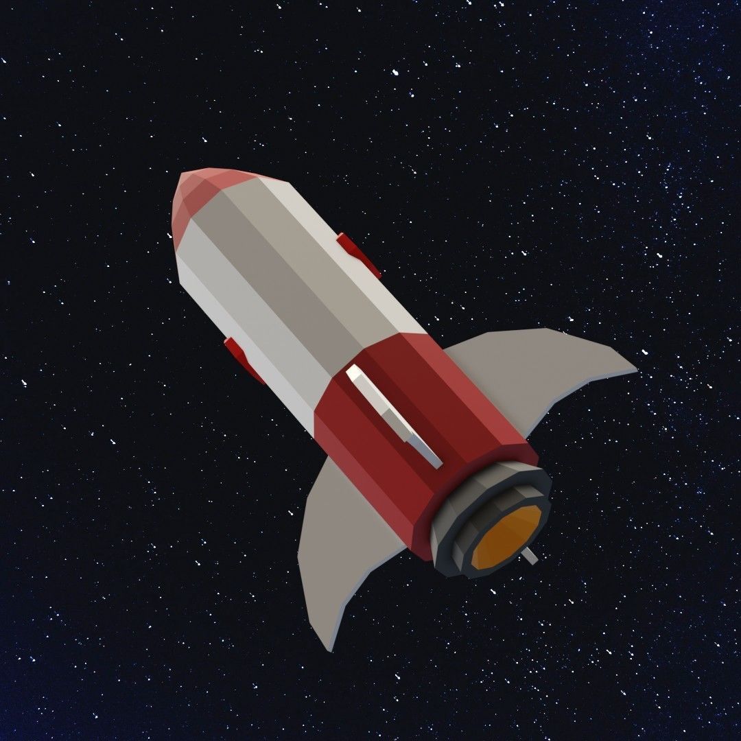 Space rocket Low-poly 3D model_3