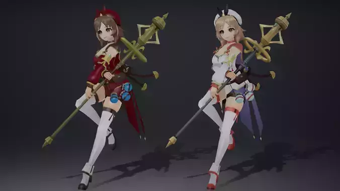 Anime Girl Cleric Low-poly 3D model