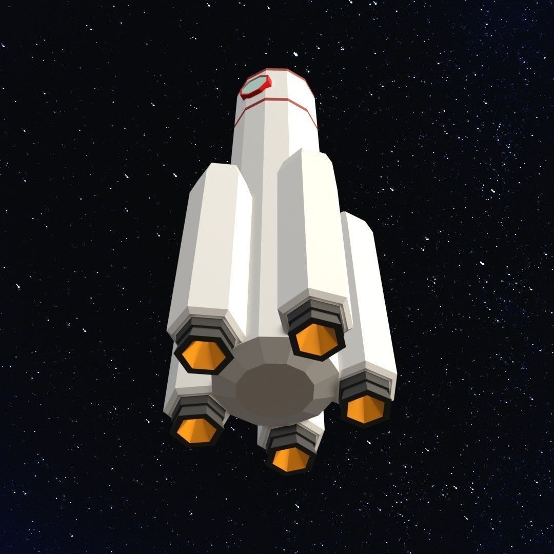 Space rocket Low-poly 3D model_6