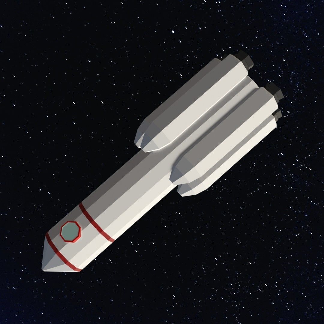 Space rocket Low-poly 3D model_4
