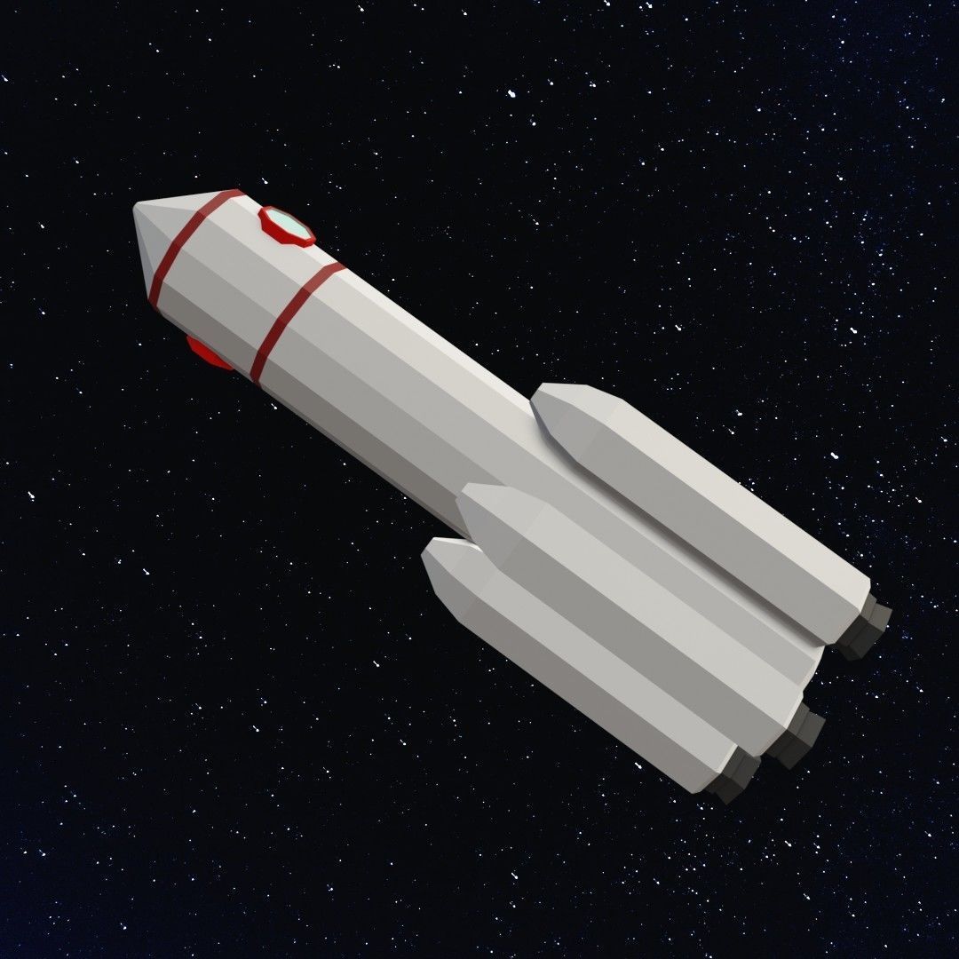 Space rocket Low-poly 3D model_10