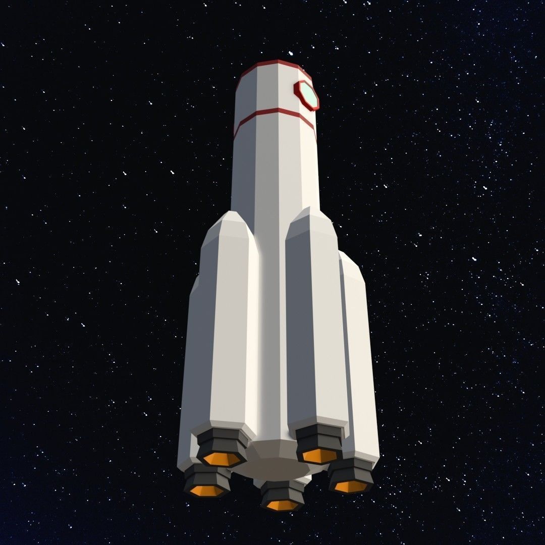 Space rocket Low-poly 3D model_7