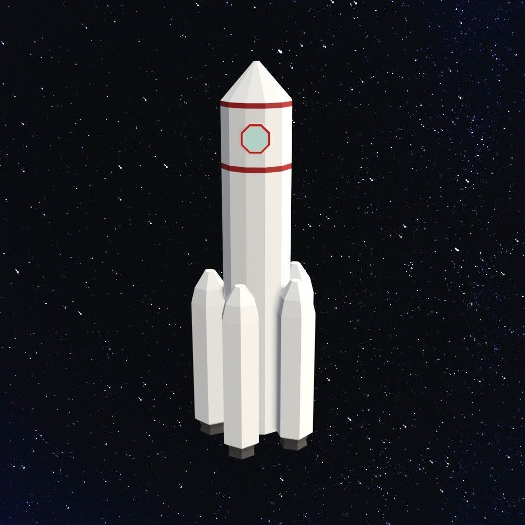 Space rocket Low-poly 3D model_2