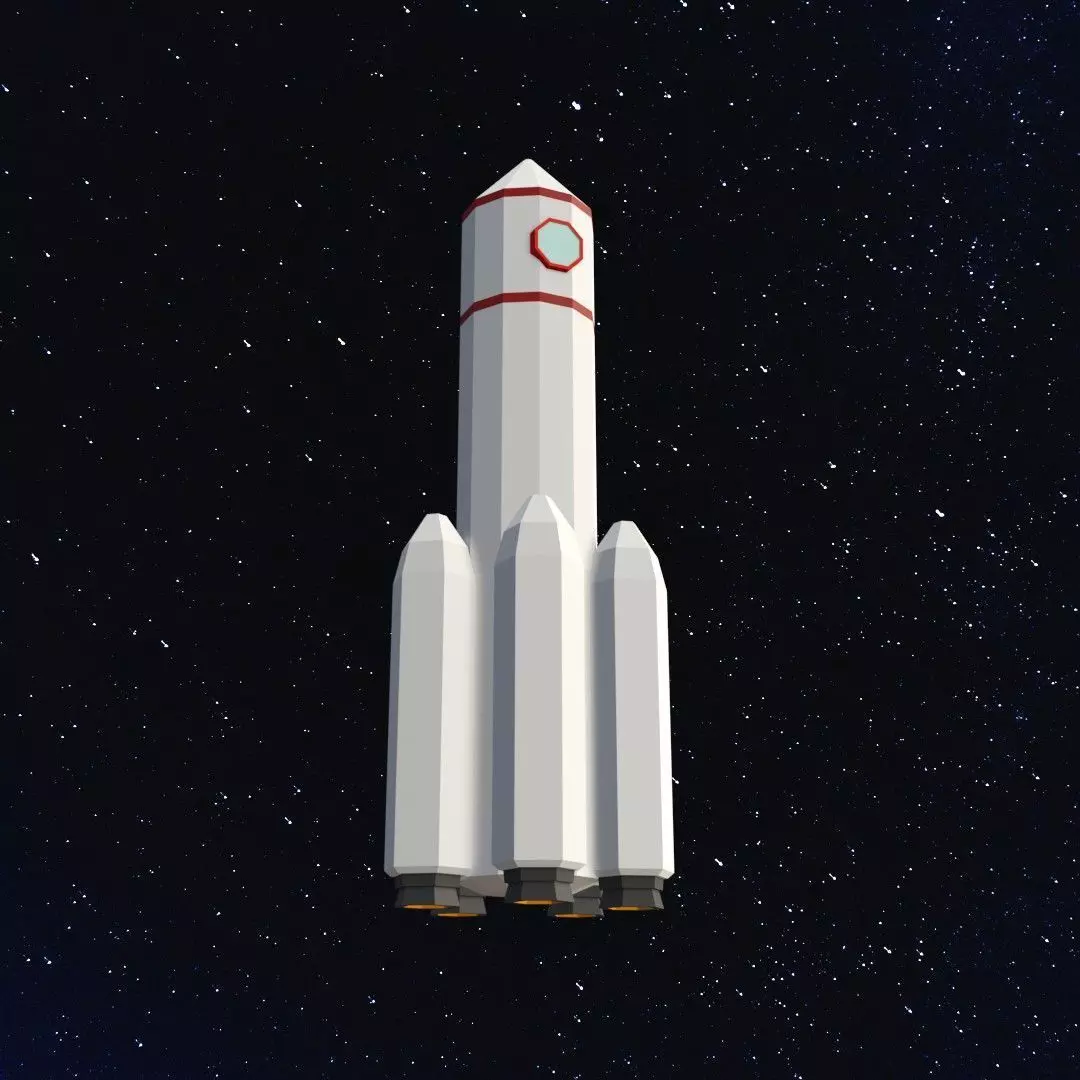 Space rocket Low-poly 3D model_0