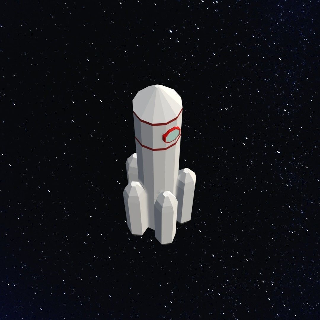 Space rocket Low-poly 3D model_5