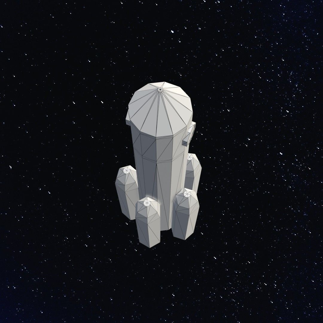 Space rocket Low-poly 3D model_13