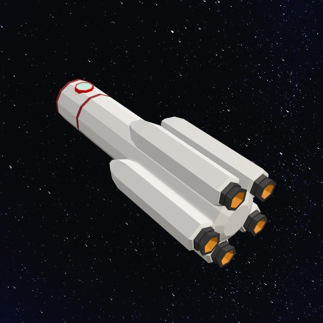 Space rocket Low-poly 3D model_11