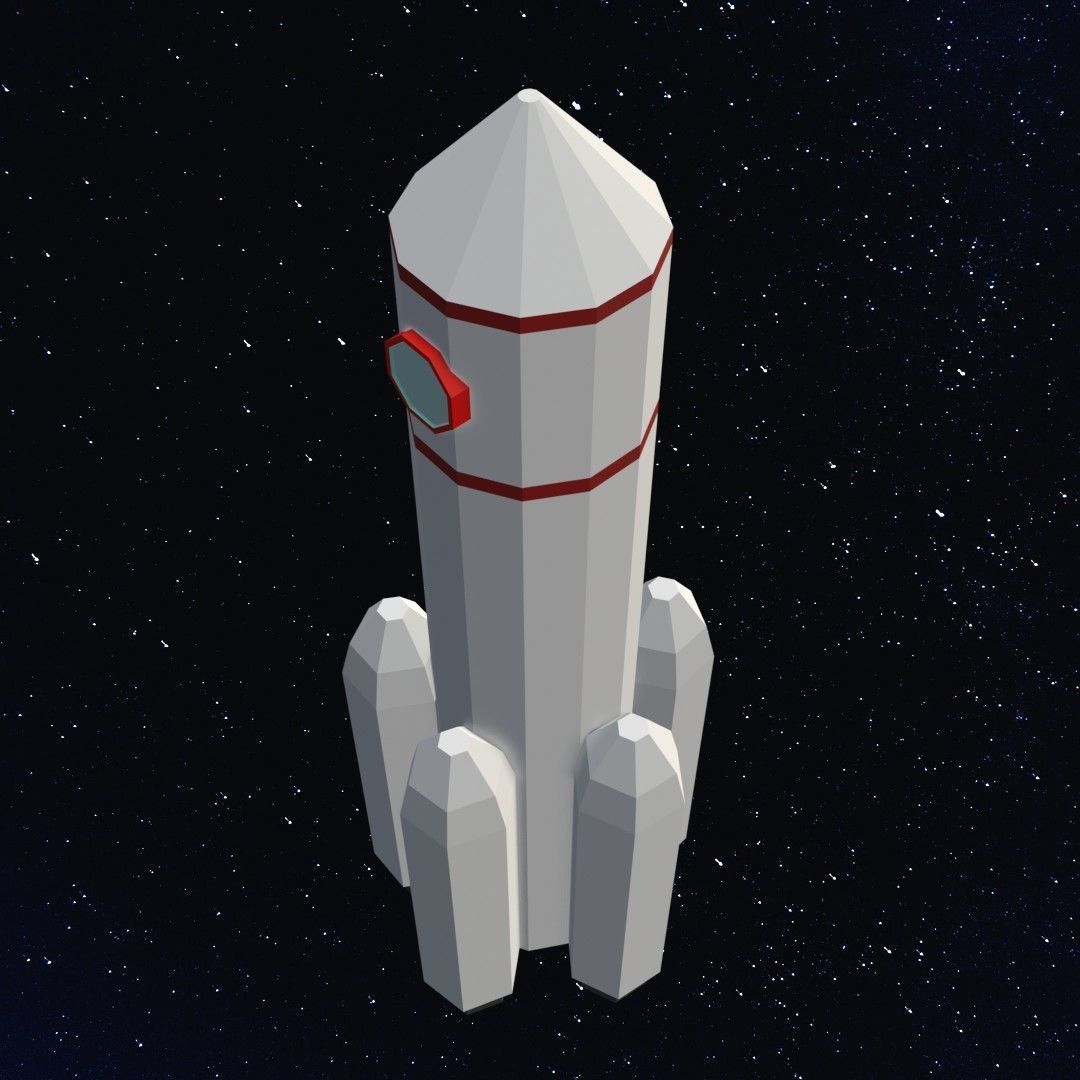 Space rocket Low-poly 3D model_9