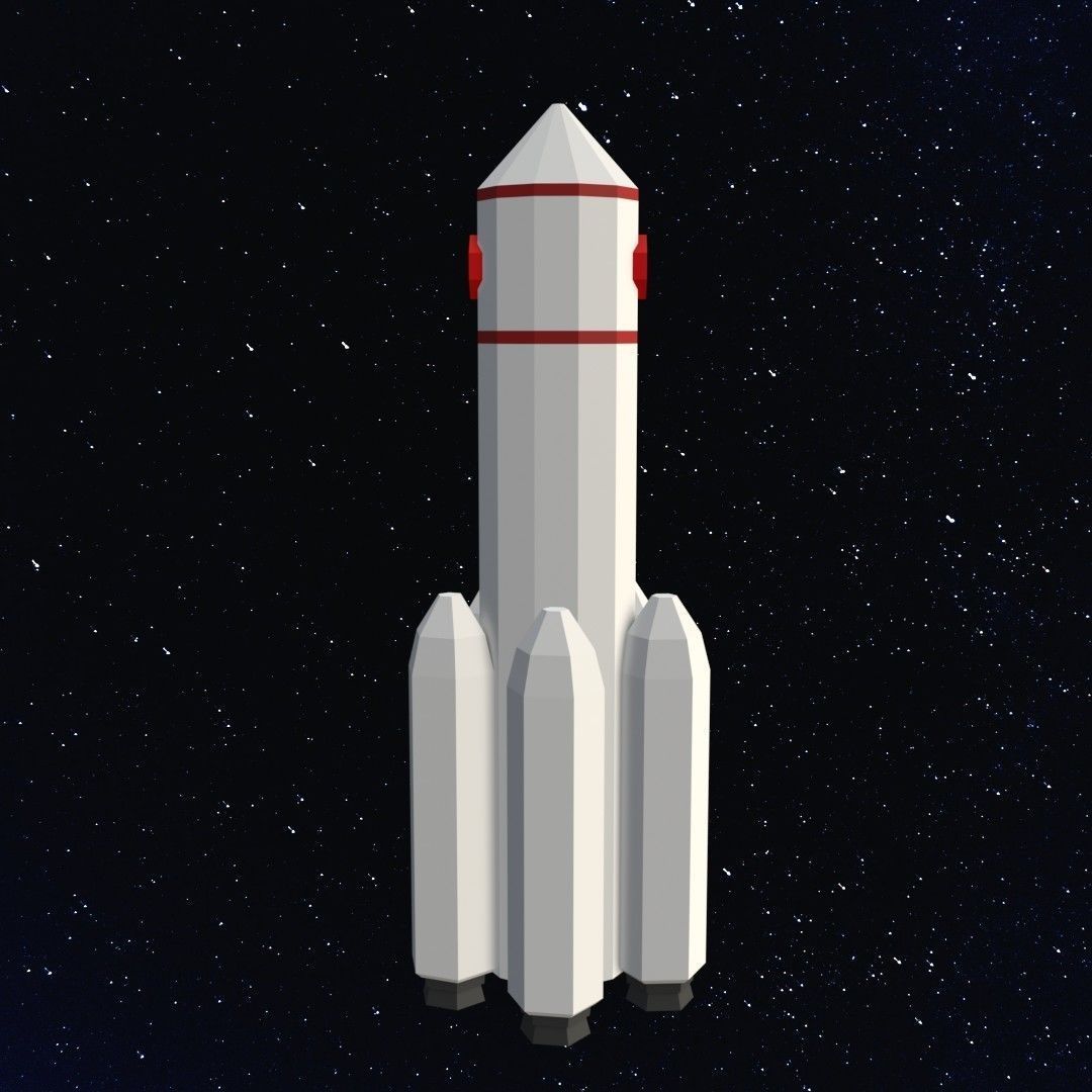 Space rocket Low-poly 3D model_8