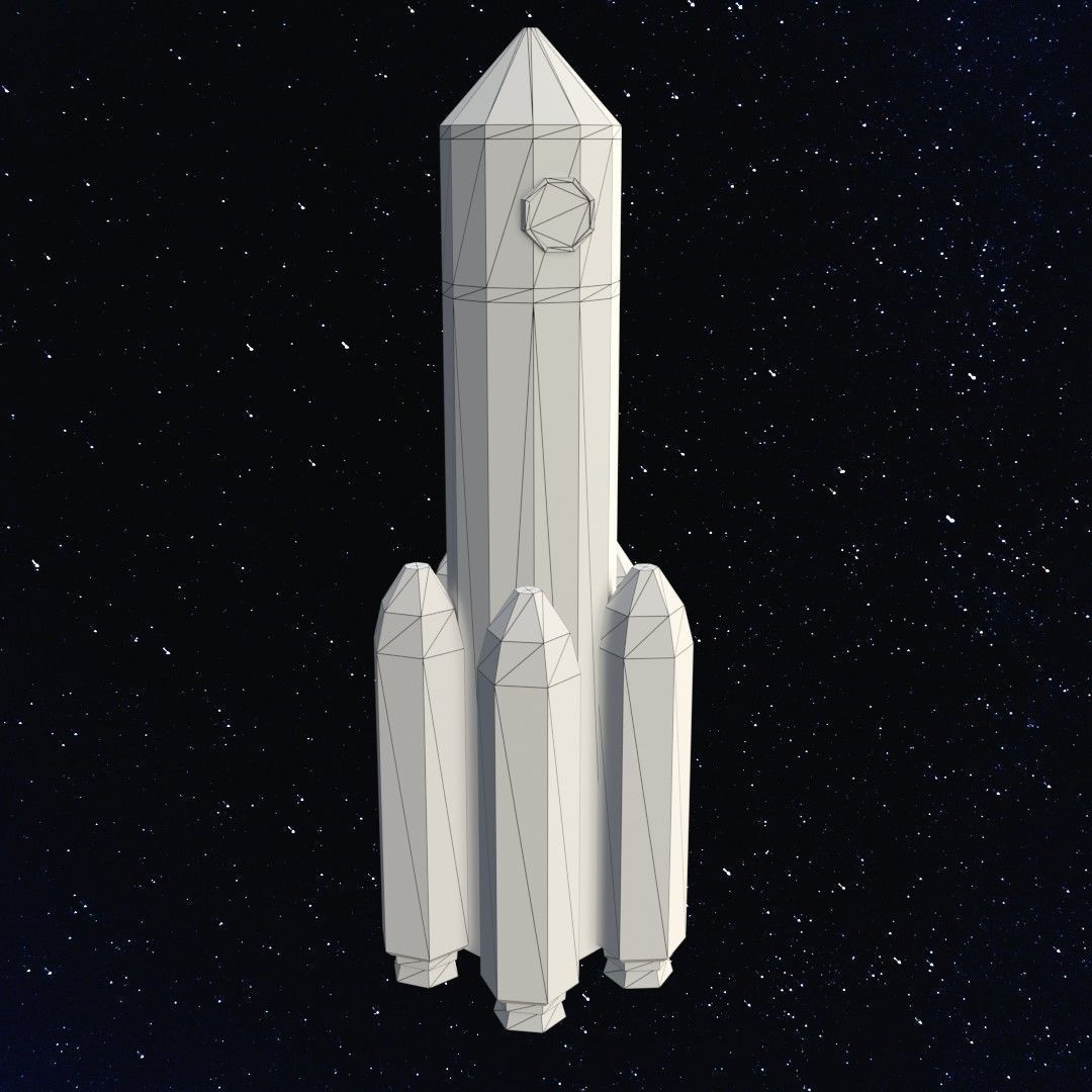 Space rocket Low-poly 3D model_12