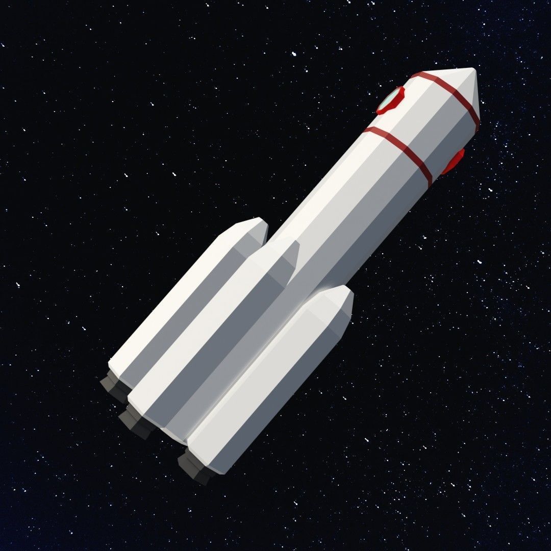 Space rocket Low-poly 3D model_3