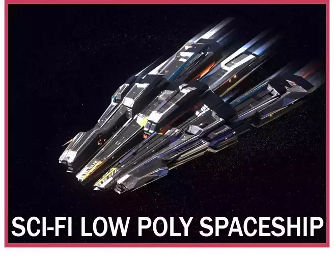 Lowpoly Sci-Fi Spaceship Space Ship Sci-Fi Air Craft Low Poly 25 Low-poly 3D model