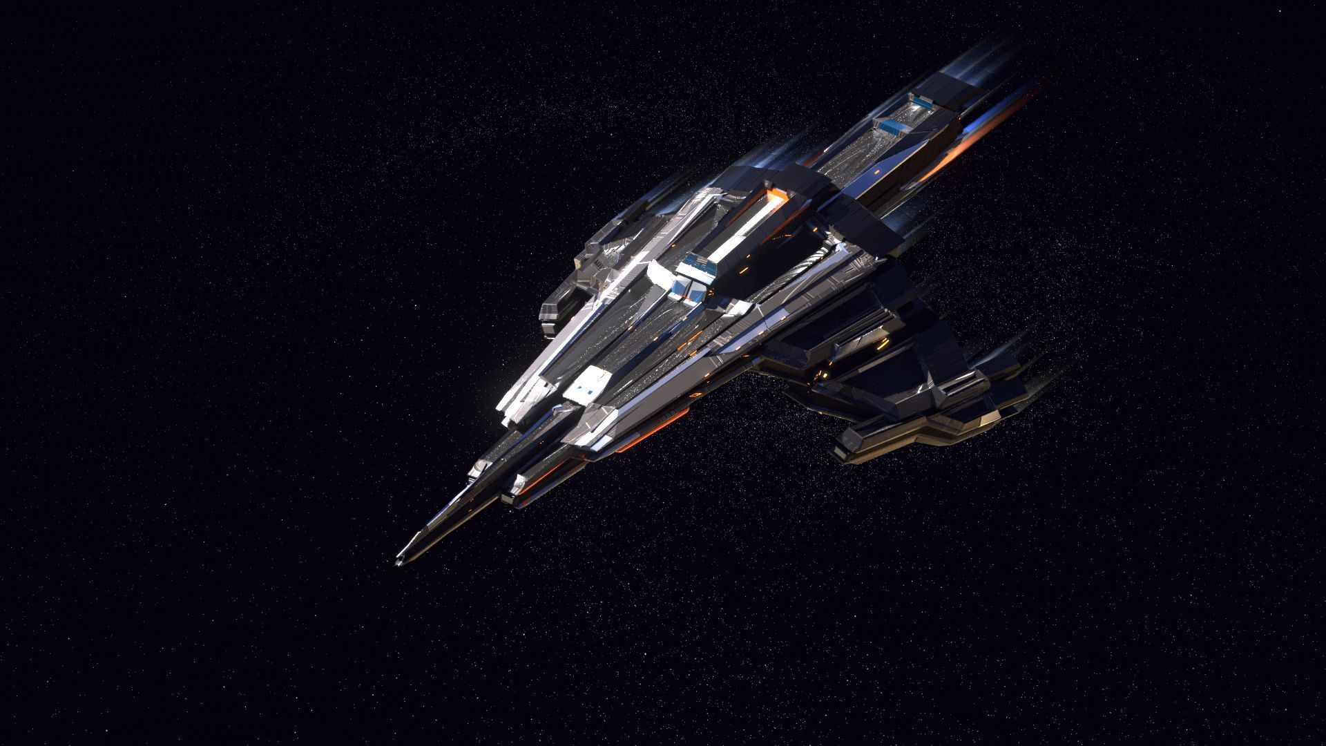 Lowpoly Sci-Fi Spaceship Space Ship Sci-Fi Air Craft Low Poly 24 Low-poly 3D model_1