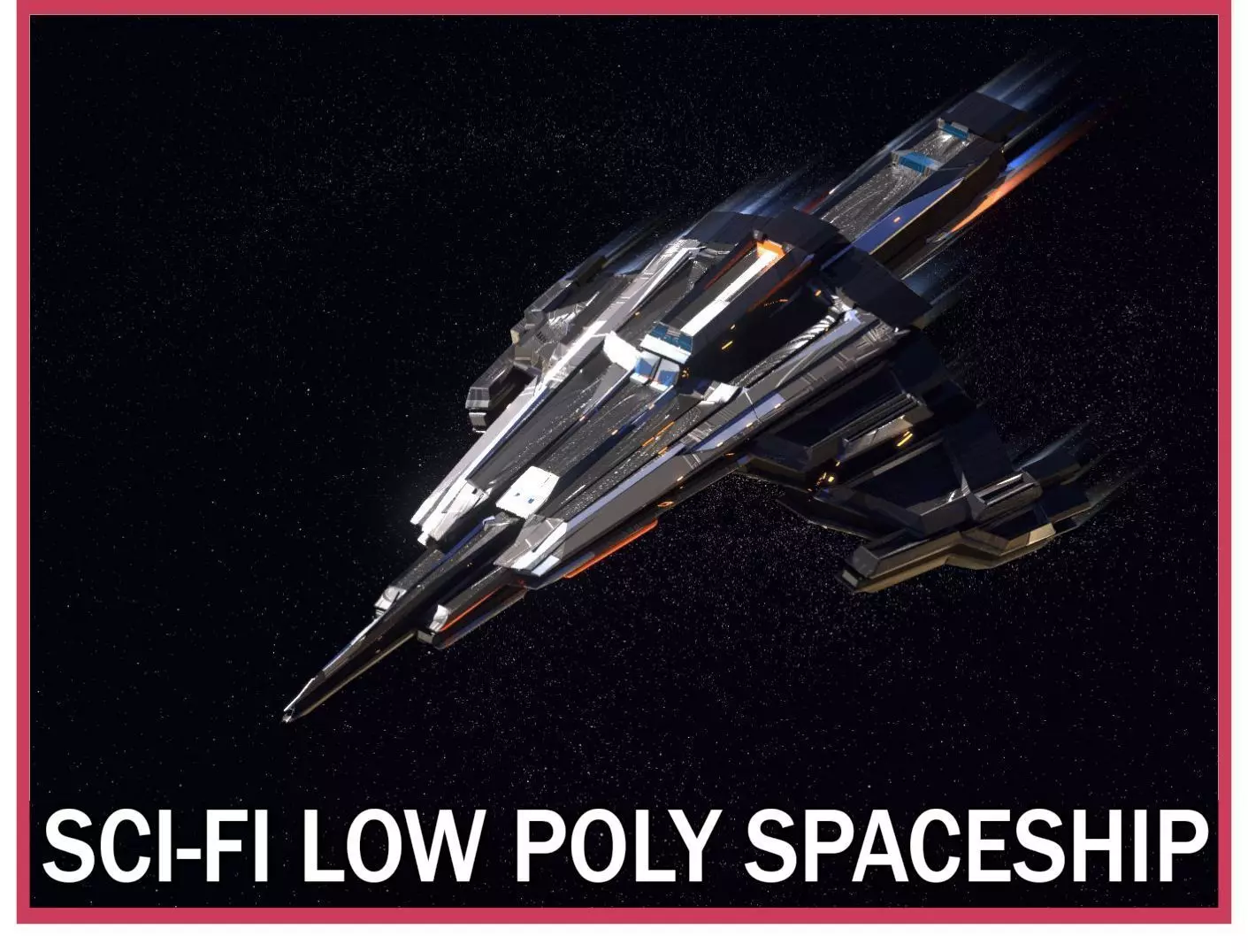 Lowpoly Sci-Fi Spaceship Space Ship Sci-Fi Air Craft Low Poly 24 Low-poly 3D model_0